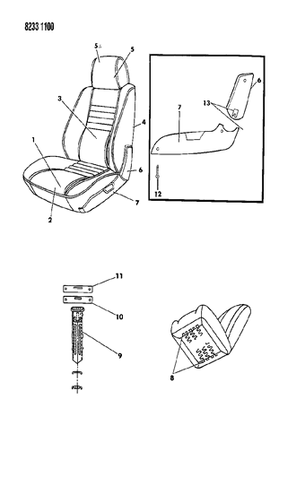 1988 Chrysler LeBaron Premium Front Seat Diagram 1