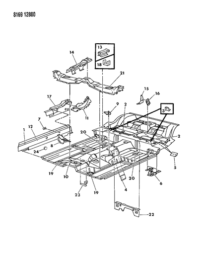 1988 Chrysler LeBaron GTS Floor Pan Front Diagram