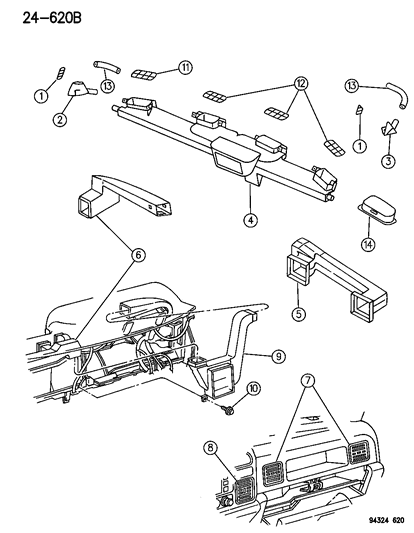 1996 Dodge Ram 2500 Air Ducts & Outlets Diagram