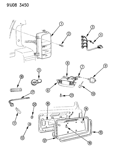 1993 Jeep Grand Cherokee Lamps - Rear Diagram