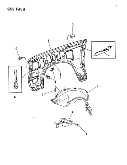 1987 Dodge Dakota Fender Front Diagram