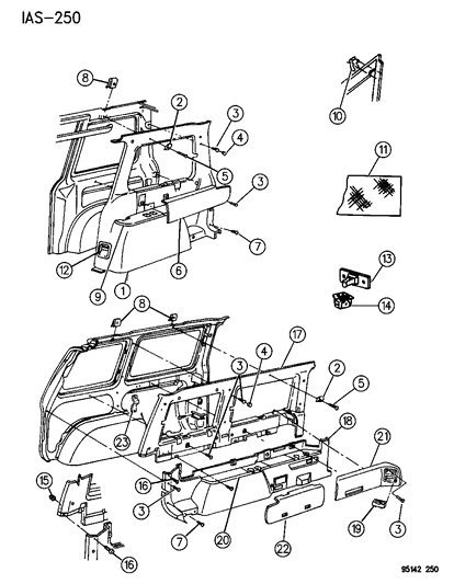 1995 Chrysler Town & Country Panel - Quarter Trim Diagram