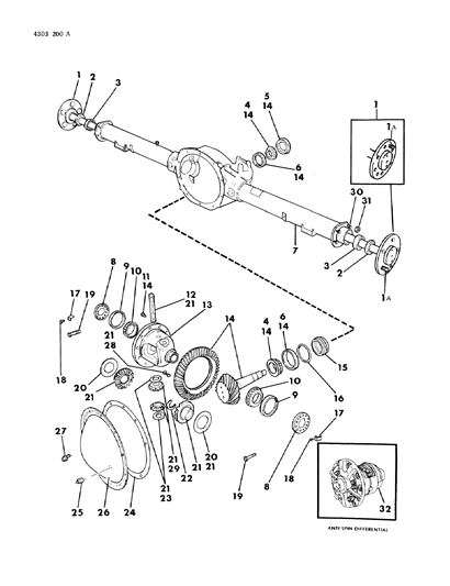 1984 Dodge D350 Axle, Rear, With Differential And Carrier Diagram 2