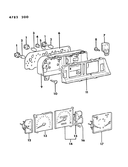 1984 Dodge Colt Cluster, Instrument Panel Diagram