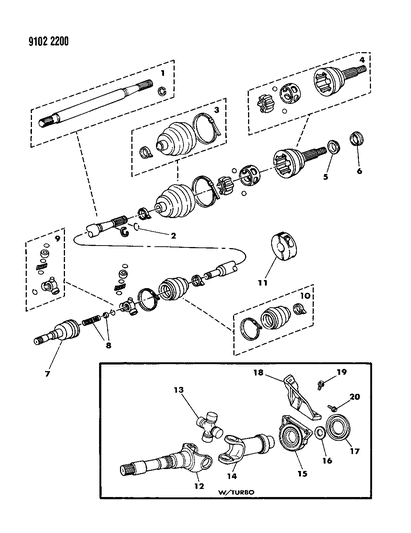 1989 Dodge Daytona Shaft - Front Drive Diagram