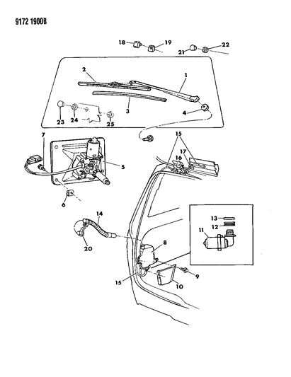 1989 Dodge Caravan Nozzle LIFTGATE Washer Flu Diagram for 3799682