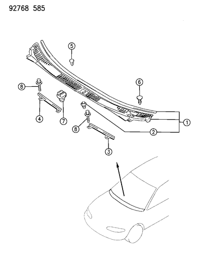 1994 Dodge Colt Garnish Front Deck Diagram