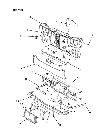 1988 Chrysler New Yorker Clip-Radiator Grill Diagram for 6033205