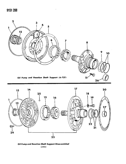 1989 Chrysler Fifth Avenue Oil Pump With Reaction Shaft Diagram