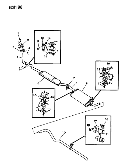 1991 Dodge Dakota Exhaust System Diagram 1