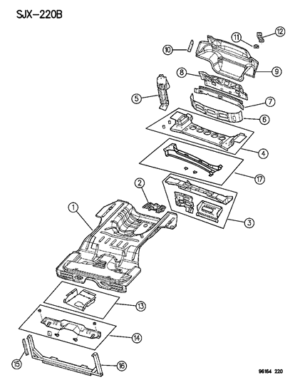 1996 Chrysler Sebring Rear Floor Pan Diagram