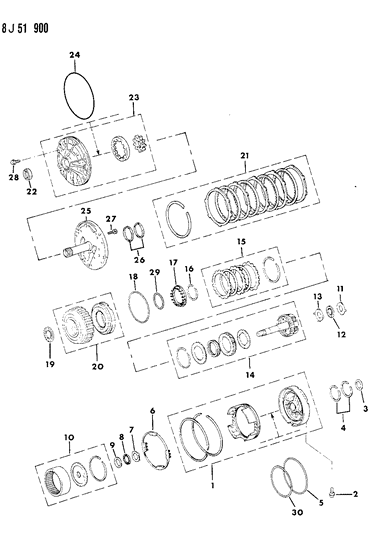 1987 Jeep Wagoneer Oil Pump & Overdrive Clutch Diagram