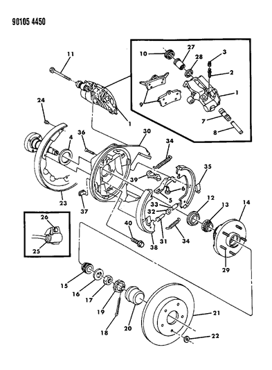 1990 Chrysler New Yorker Base Model Brakes, Rear Disc Diagram 1