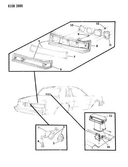 1986 Dodge Diplomat Lamps & Wiring - Rear Diagram