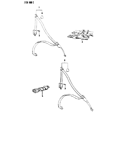 1988 Dodge Ram 50 Belt - Front Seat Diagram