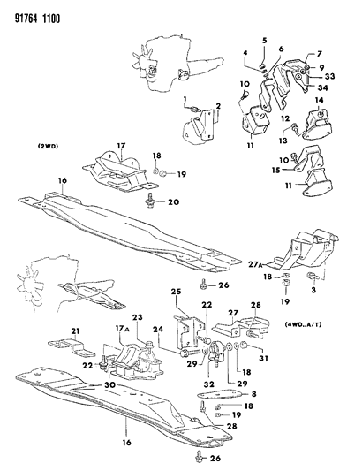 1991 Dodge Ram 50 Engine Mounting Diagram 1