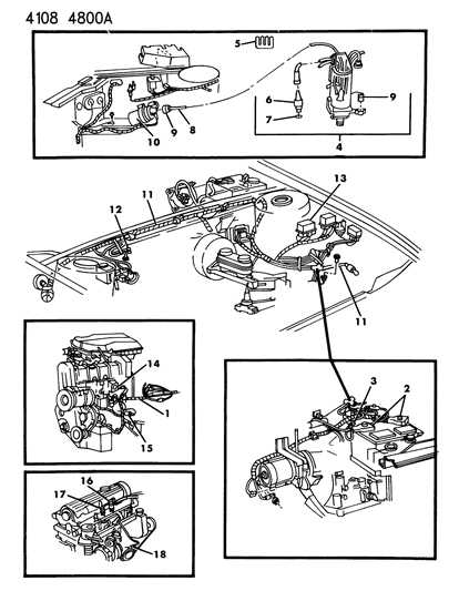 1984 Dodge Aries Wiring - Engine - Front End & Related Parts Diagram