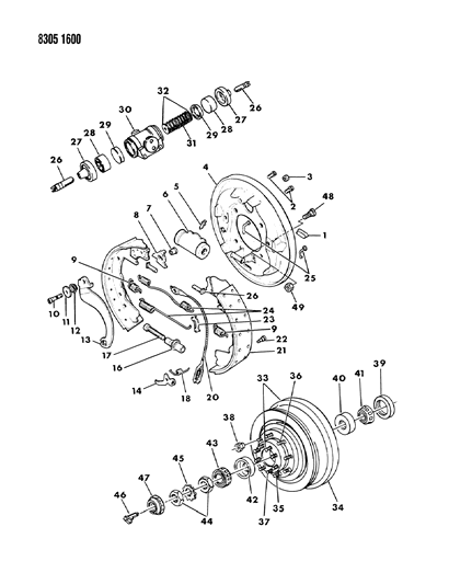 1989 Dodge Ram Van Brakes, Rear Diagram 2
