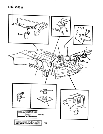 1986 Dodge Aries Fuel Tank & Filler Tube Diagram