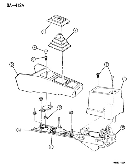 1994 Dodge Shadow CONSOLETT-E - Rear RETRACTOR Cover Diagram for KL09PD5