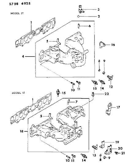 1985 Dodge Ram 50 Manifold - Intake Diagram