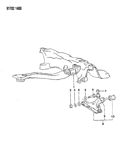 1991 Dodge Colt Arm, Lower Front Suspension Diagram 1