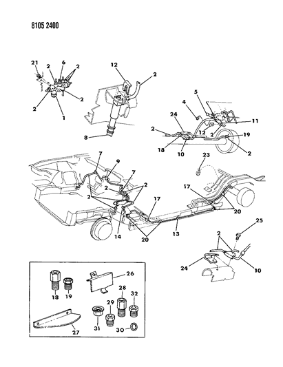 1988 Dodge Diplomat Lines & Hoses, Brake Diagram