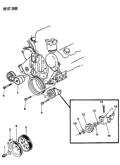 1990 Dodge Spirit Drive Pulleys Diagram 2