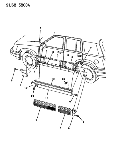 1993 Jeep Grand Wagoneer Cladding Diagram for 5DG44MW7