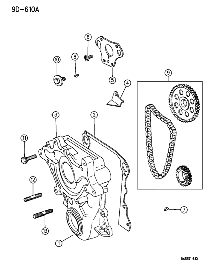 1996 Dodge Ram Van Timing Gear & Case & Cover Diagram 2