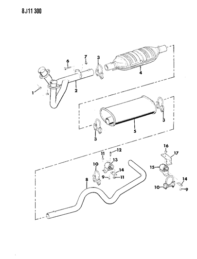 1990 Jeep Grand Wagoneer Exhaust System Diagram