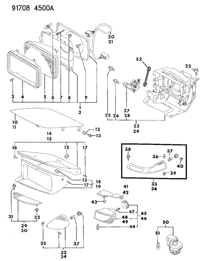 1991 Dodge Stealth Lamps - Front Exterior Diagram