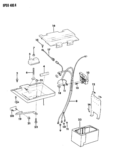 1992 Dodge Monaco Battery Trays & Cables Diagram