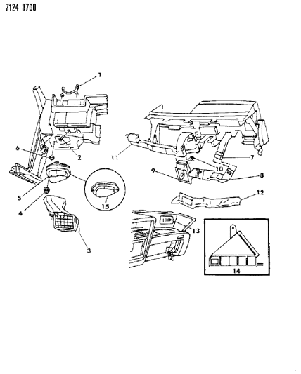 1987 Chrysler LeBaron GTS Air Distribution Ducts, Outlets, Louver Diagram