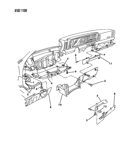 1988 Chrysler LeBaron Instrument Panel Silencers Diagram