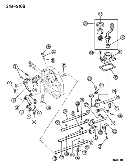 1995 Jeep Wrangler Forks , Rails , Shafts Diagram 2