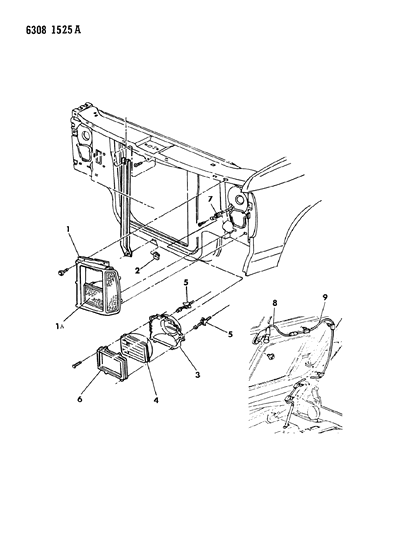 1987 Dodge Dakota Lamps & Wiring (Front End) Diagram