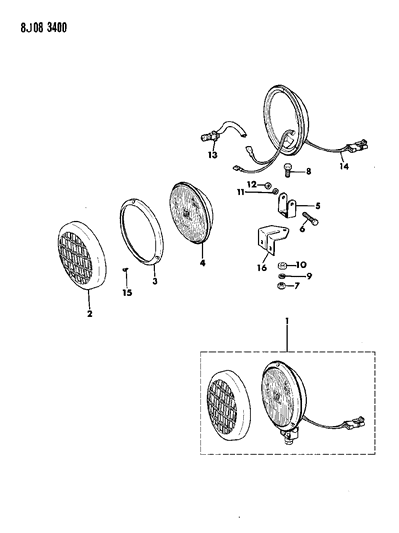 1990 Jeep Wrangler Lamps - Fog Diagram 2