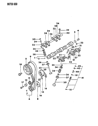 1990 Dodge Colt Camshaft & Valves Diagram 2