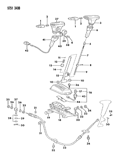 1989 Dodge Colt Controls, Floor Shift Diagram