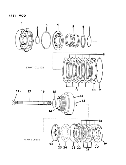 1984 Dodge Ram 50 Clutch, Front & Rear Diagram