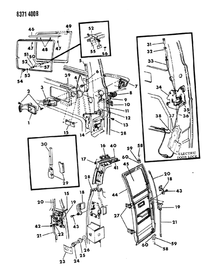 1988 Dodge Ram Van WEATHERSTRIP-Cargo Door Glass Diagram for 4354954