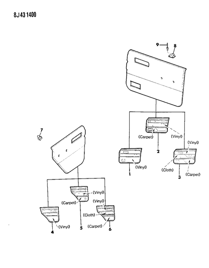 1989 Jeep Cherokee Panels - Door Trim Diagram 2