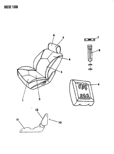 1990 Dodge Shadow Front Seat Diagram 2