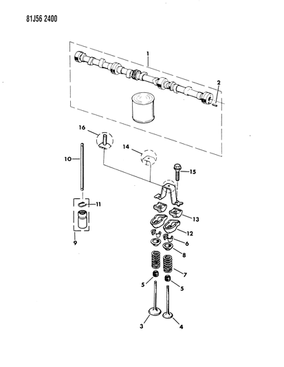 1986 Jeep J20 Camshaft & Valves Diagram 1