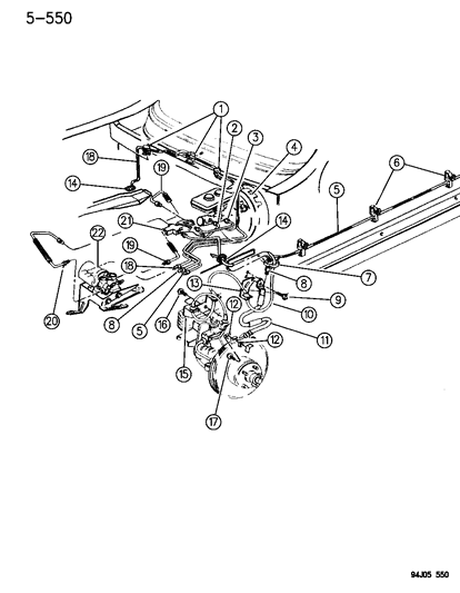 1996 Jeep Grand Cherokee Brake Lines & Hoses (Front) Diagram