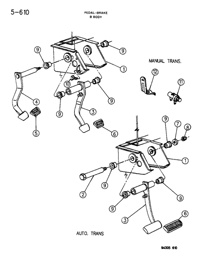 1995 Dodge Ram Wagon Brake Pedal Diagram