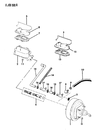 1990 Jeep Comanche Booster & Master Cylinder Diagram