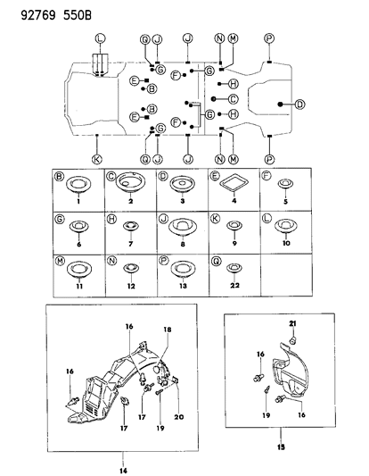 1994 Dodge Colt Shield Wheel House Diagram for MB907178