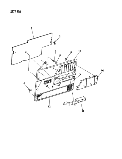 1989 Dodge Dakota Door Trim Panel Diagram